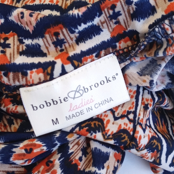 Bohemian Women's Brown Boho Print Semi Cropped Wide Leg Palazzo Pants M - Picture 4 of 16